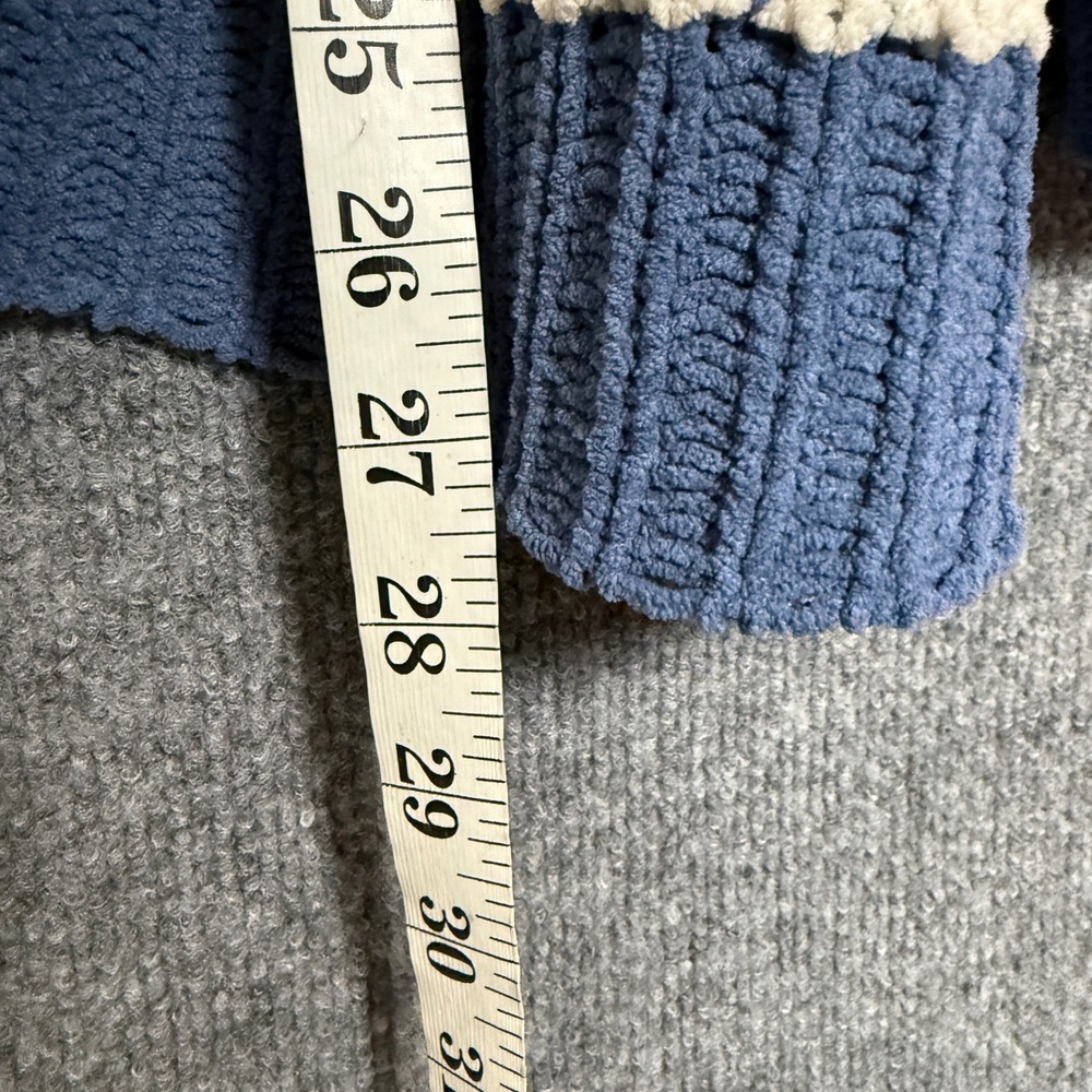 Together Collection Medium Sweater Top White Blue Striped Chunky Crochet Cozy - Picture 9 of 9